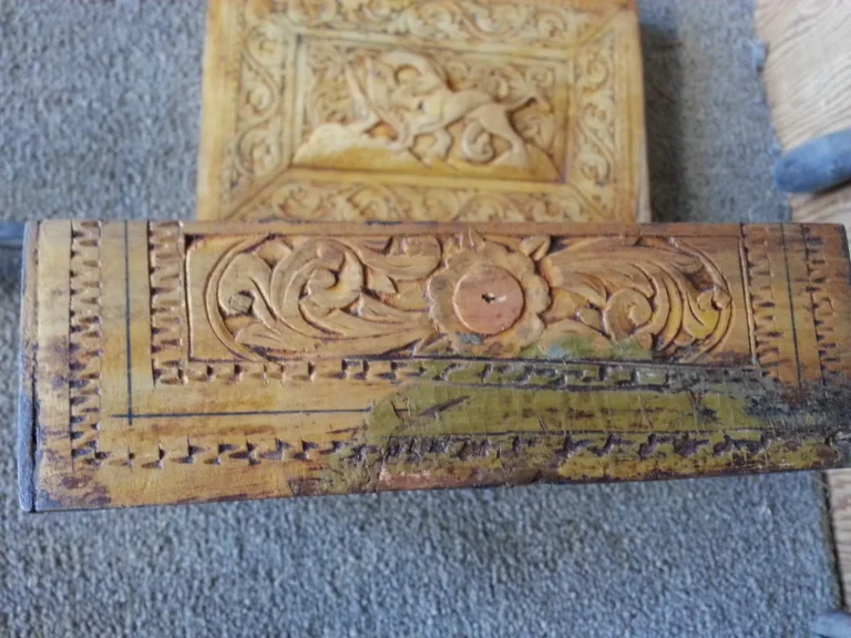 Egyptian Carved Jewelry Box restoration by Olek Inc.