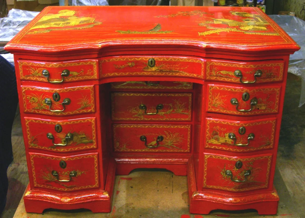 Chinese Cinnabar Parcel Gilt & Lacquered Desk — Conservation