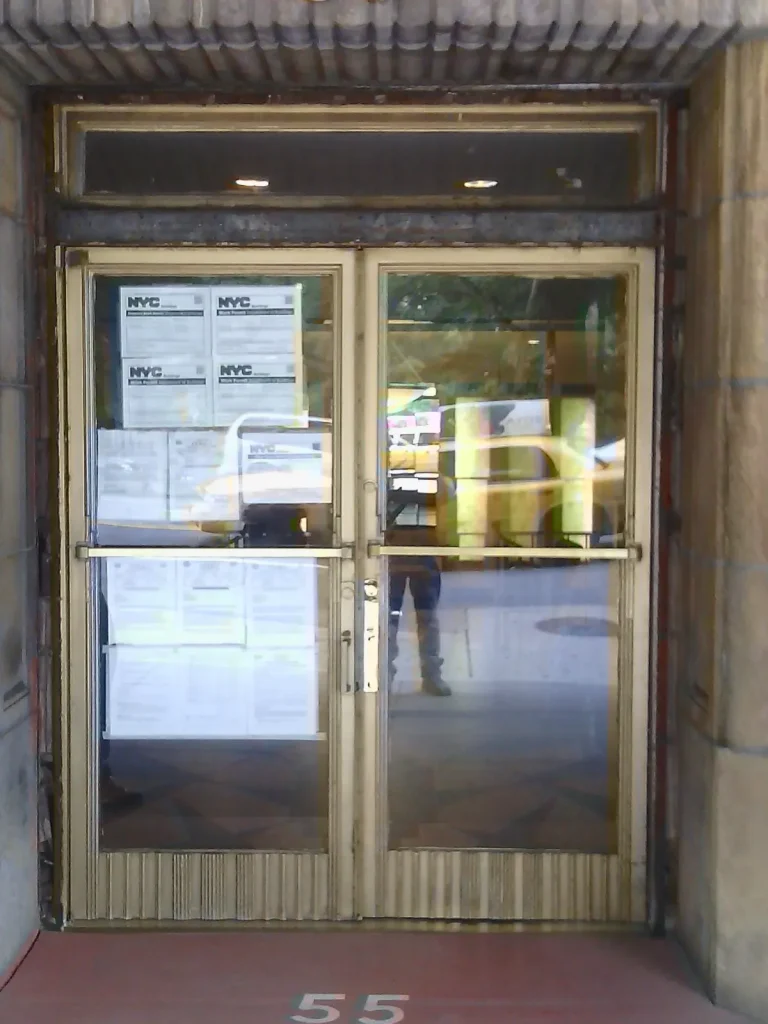 Art Deco Steel, Bronze & Aluminum Door — “Ghostbusters” Building — Before