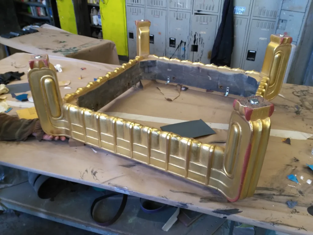 Art Deco Gilt Ottoman — Restoration & Reupholstery — Before