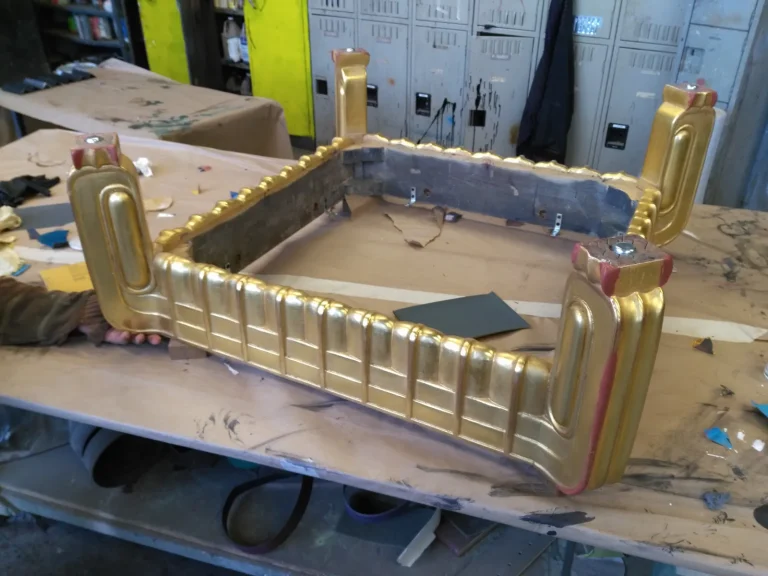 Art Deco Gilt Ottoman — Restoration & Reupholstery — before restoration by Olek Inc.