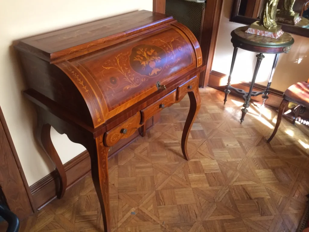 Louis XV Marquetry Cylinder Desk — Refinishing & Repair — Before