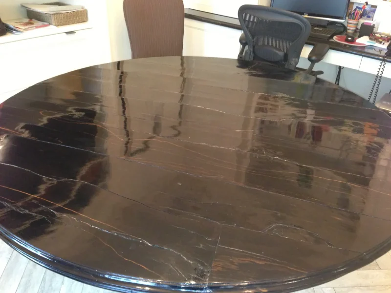 Anglo Indian Regency Ebony Center Table — Repair & French Polish — after restoration by Olek Inc.