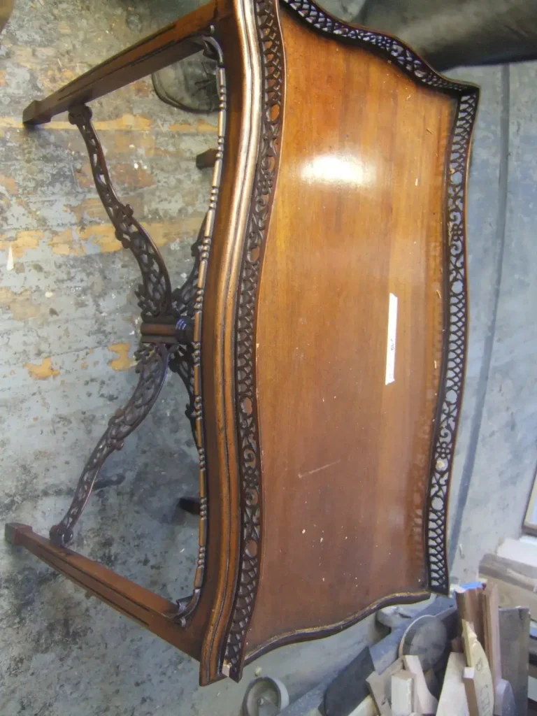 Georgian Coffee Table — Fretwork Repair & French Polish — Before