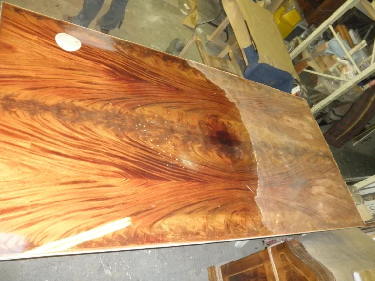 Piano Finish Dining Table — Chandelier Damage Repair
