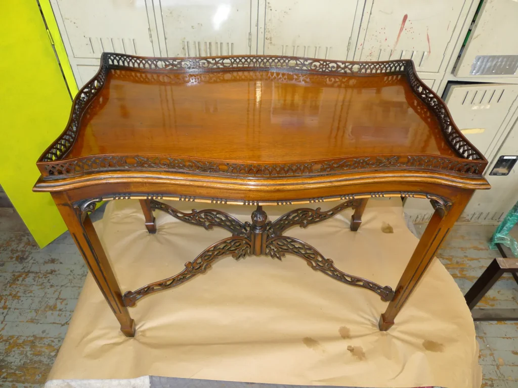 Georgian Coffee Table — Fretwork Repair & French Polish — After