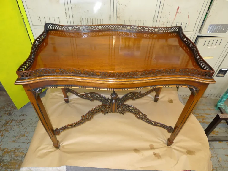 Georgian Coffee Table — Fretwork Repair & French Polish — after restoration by Olek Inc.