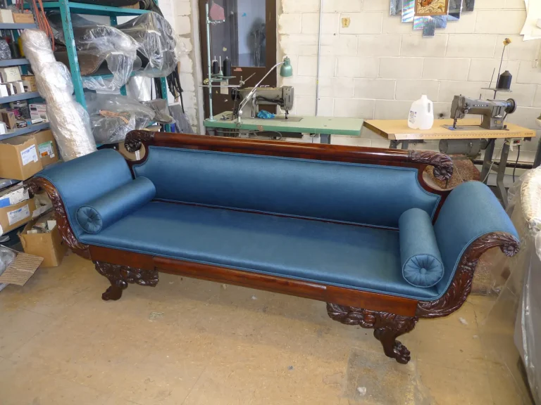 American Federal Duncan Phyfe Sofa restoration by Olek Inc.