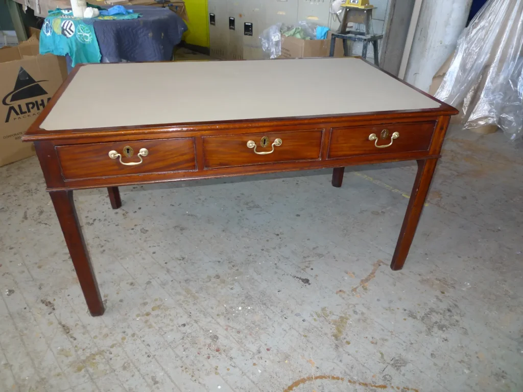 18th Century Bureau Plat Desk — French Polish & Leather Top — After