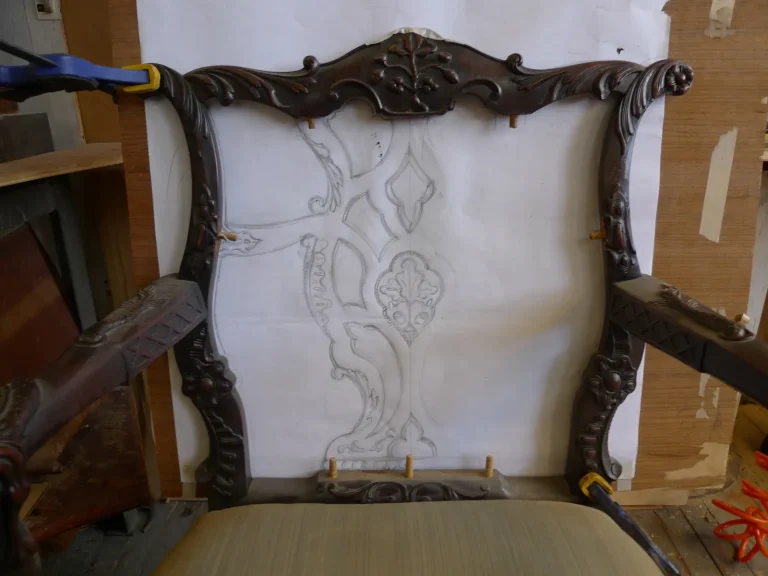 Carved Georgian Armchair restoration by Olek Inc.