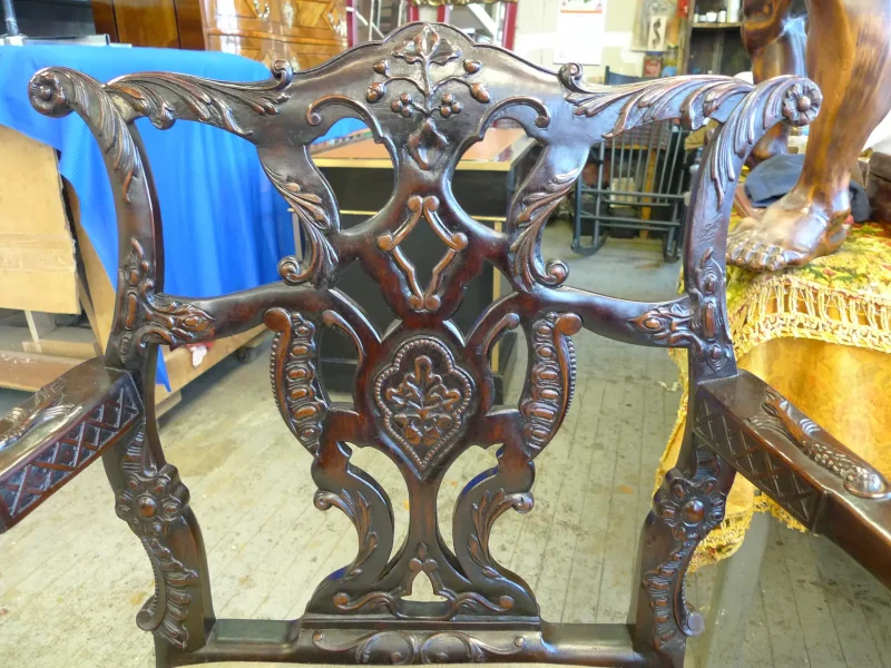 Carved Georgian Armchair — Repair & Rebuild — after restoration by Olek Inc.