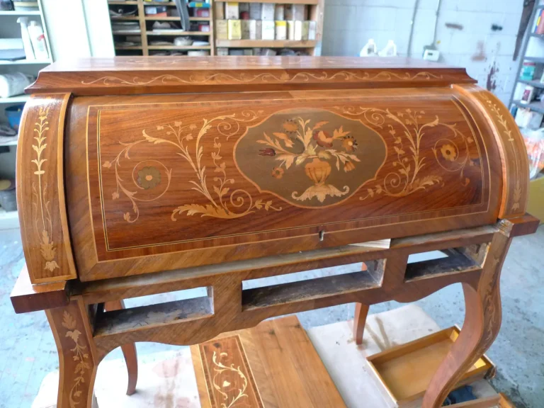 Louis XV Marquetry Cylinder Desk restoration by Olek Inc.