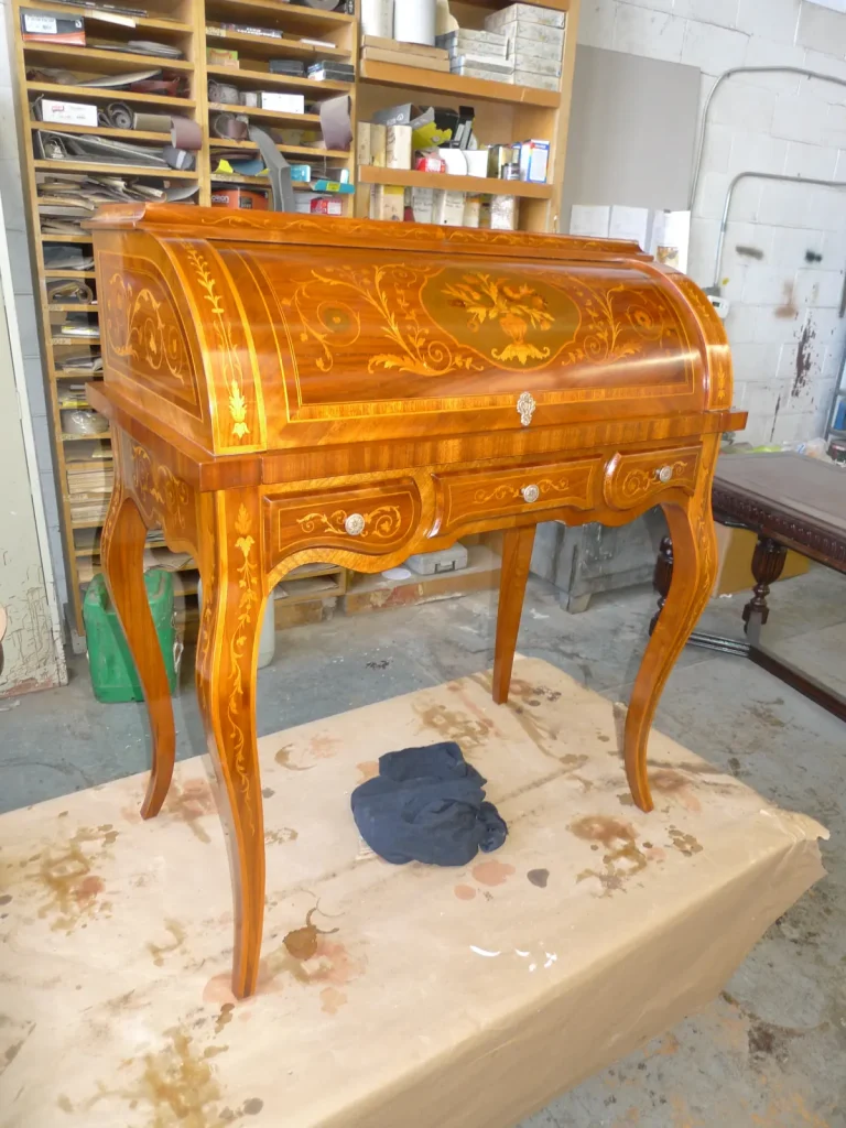 Louis XV Marquetry Cylinder Desk — Refinishing & Repair — After
