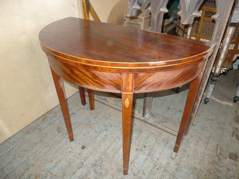 Federal Demilune Console Table — French Polish — before restoration by Olek Inc.