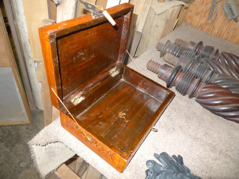 Egyptian Marquetry Jewelry Box restoration by Olek Inc.