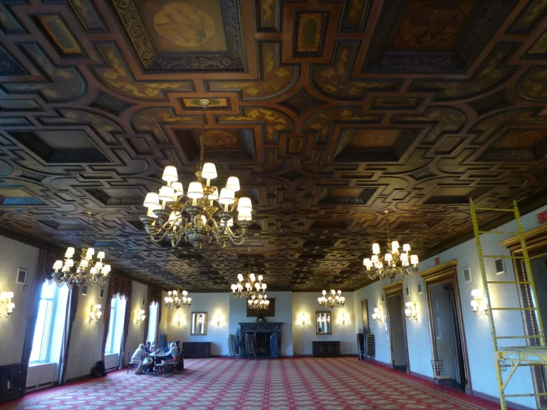 NY Athletic Club ballroom ceiling after ornamental plaster conservation by Olek Inc.