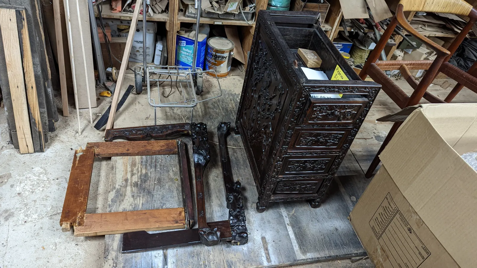 Antique Chinese Carved Desk — Damage Repair