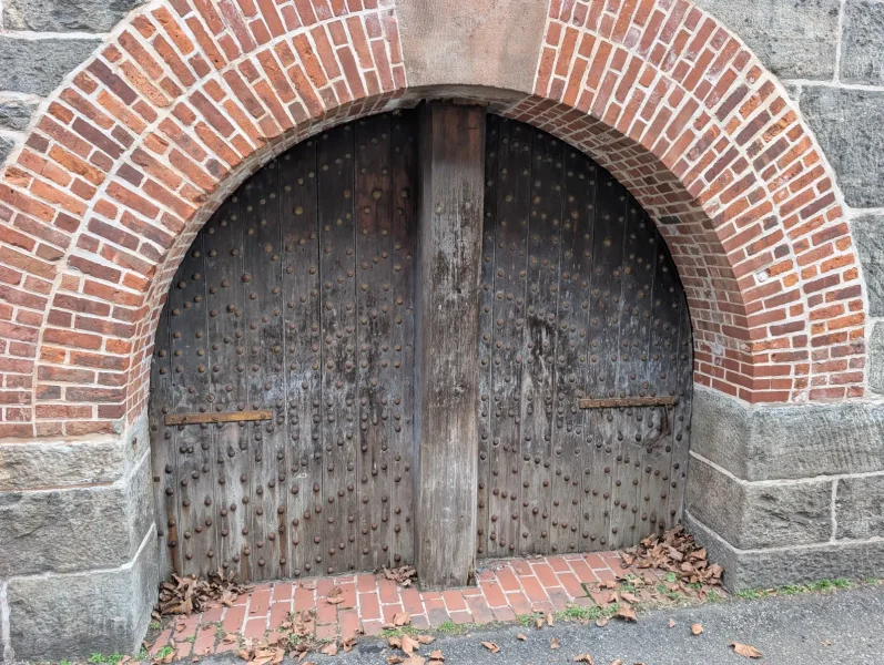U.S. Army Base Ft. Hamilton sally port and armory doors after restoration by Olek Inc.