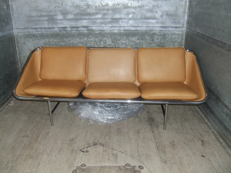 George Nelson Swing Sofa — Leather Reupholstery — after restoration by Olek Inc.